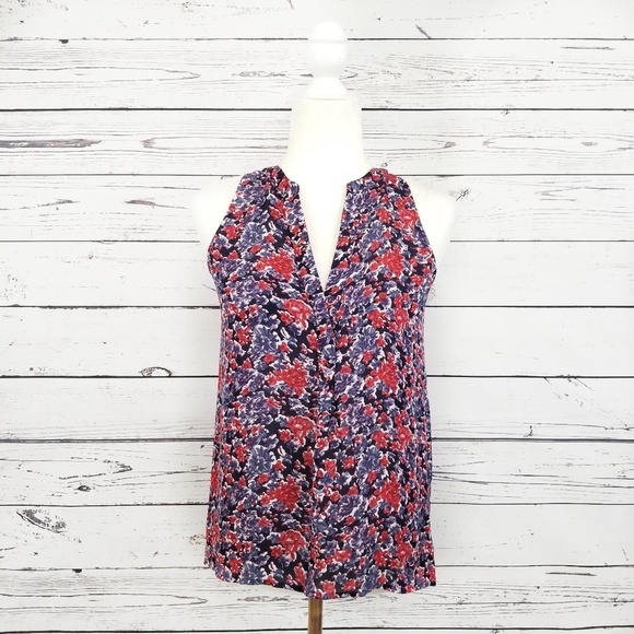 Joie Tops - Joie blue, red and white floral sleeveless top NWT